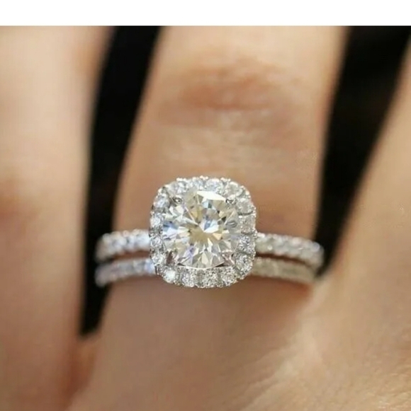 Engagement set NEW Bridal set rhinestone in 925 silver - Picture 4 of 6